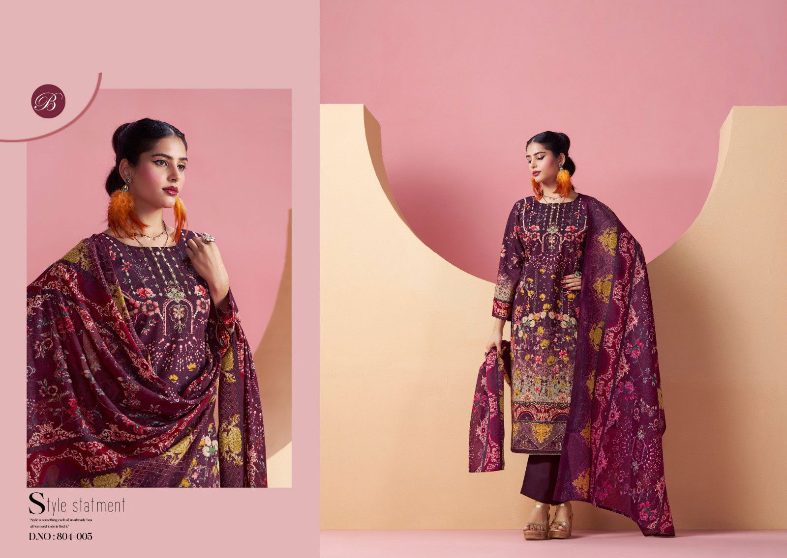 Belliza Ruksana Cotton Printed With Handwork Dress Material Collection